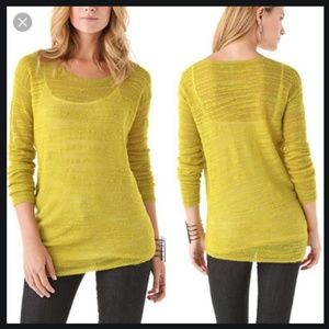 Halston Heritage Chartreuse Crew Neck Slub Sweater